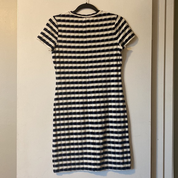 Madewell Texture & Thread Velvet Striped Tee Dress blue white - Picture 7 of 7